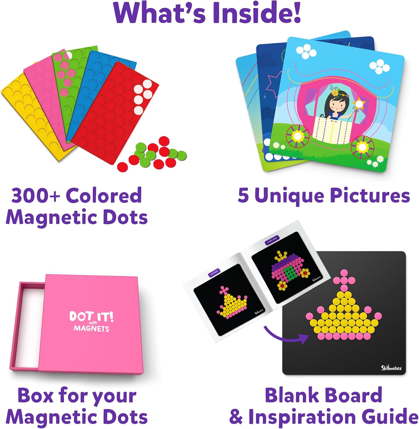 Skillmatics Art Activity - Dot It with Magnets Unicorns & Princesses, No Mess Repeatable Art for Kids, Craft Kits, DIY Creative Activity, Gifts for Boys & Girls Ages 4, 5, 6, 7, Travel Toy