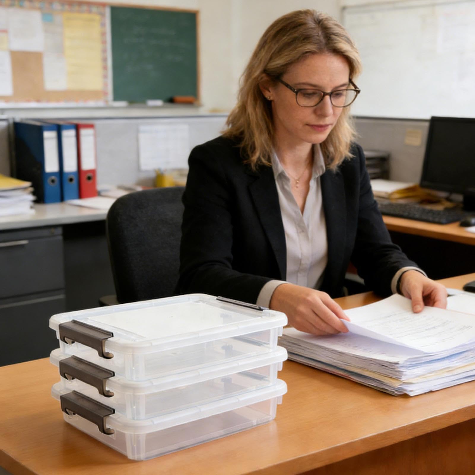 Portadocumenti 3 Pezzi Portaoggetti Trasparente con Coperchio | Scatola Archiviazione Documenti A4 B5 Per Casa Appartamento Ufficio Scuola Dormitorio Cartoleria Passaporto ID Credenziali
