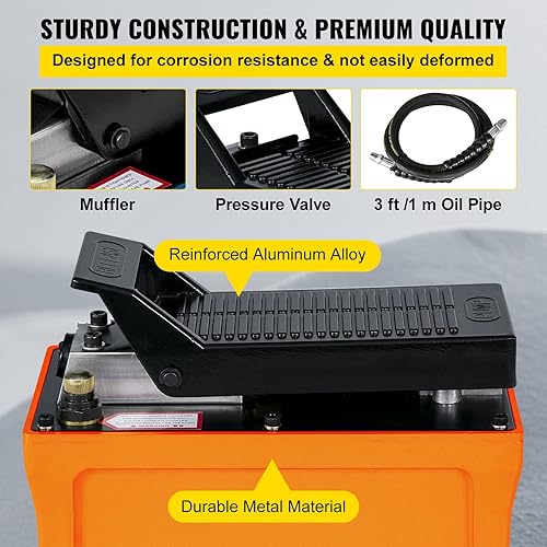 Miniatura 6 de VEVOR Bomba hidráulica de aire 10000 PSI 12 Gal Depósito Bomba de pie hidráulica de pie de aire accionado para máquinas de bastidor de carrocería