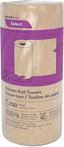 Cascades PRO Select - Toallas de papel de 2 capas fuertes y absorbentes, se adaptan a soportes estándar, 250 hojas/rollo, 12 rollos/caja, K251,