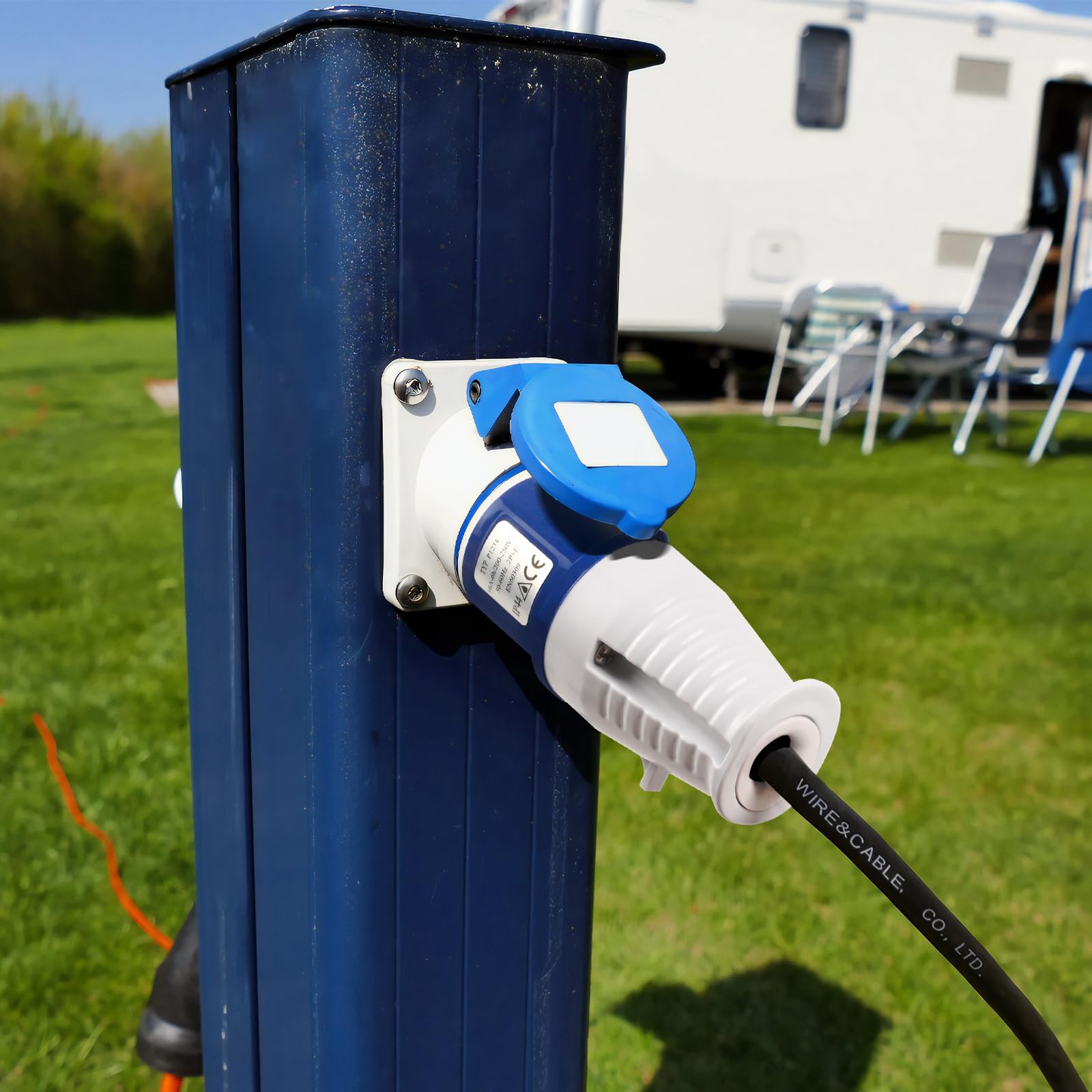 AOHEWEI Cavo adattatore CEE da 1,5 m, accoppiamento Schuko a spina CEE e contatto di messa a terra 230 V/16 A Alimentazione IP44 Resistente agli spruzzi d'acqua per campeggio roulotte barca e camper