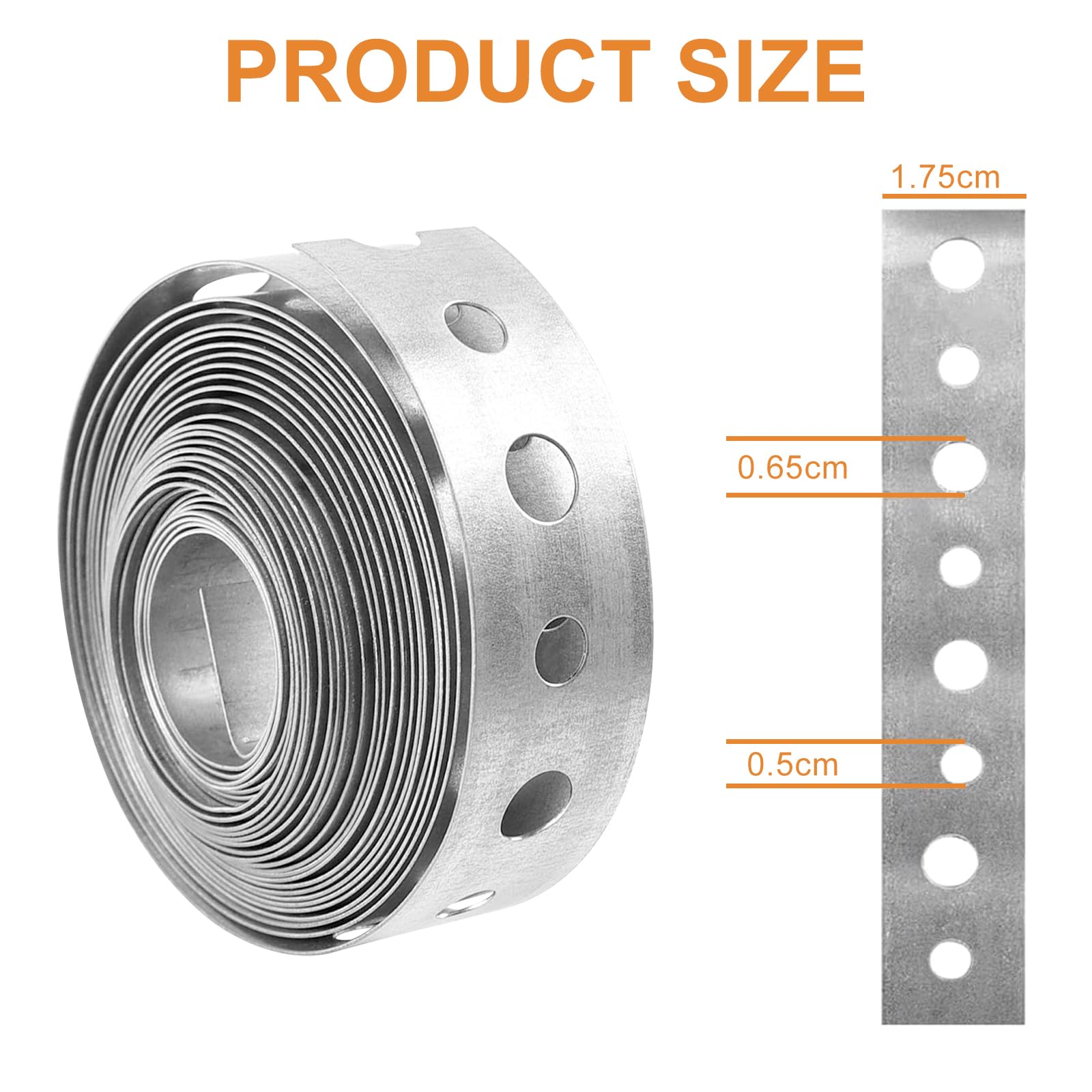 Galvanised Steel Band Metal Fixing Strap with Perforated Holes, 3/4 Inch*10FT, Builders Fence Brackets Fixing Banding Ties - Image 2
