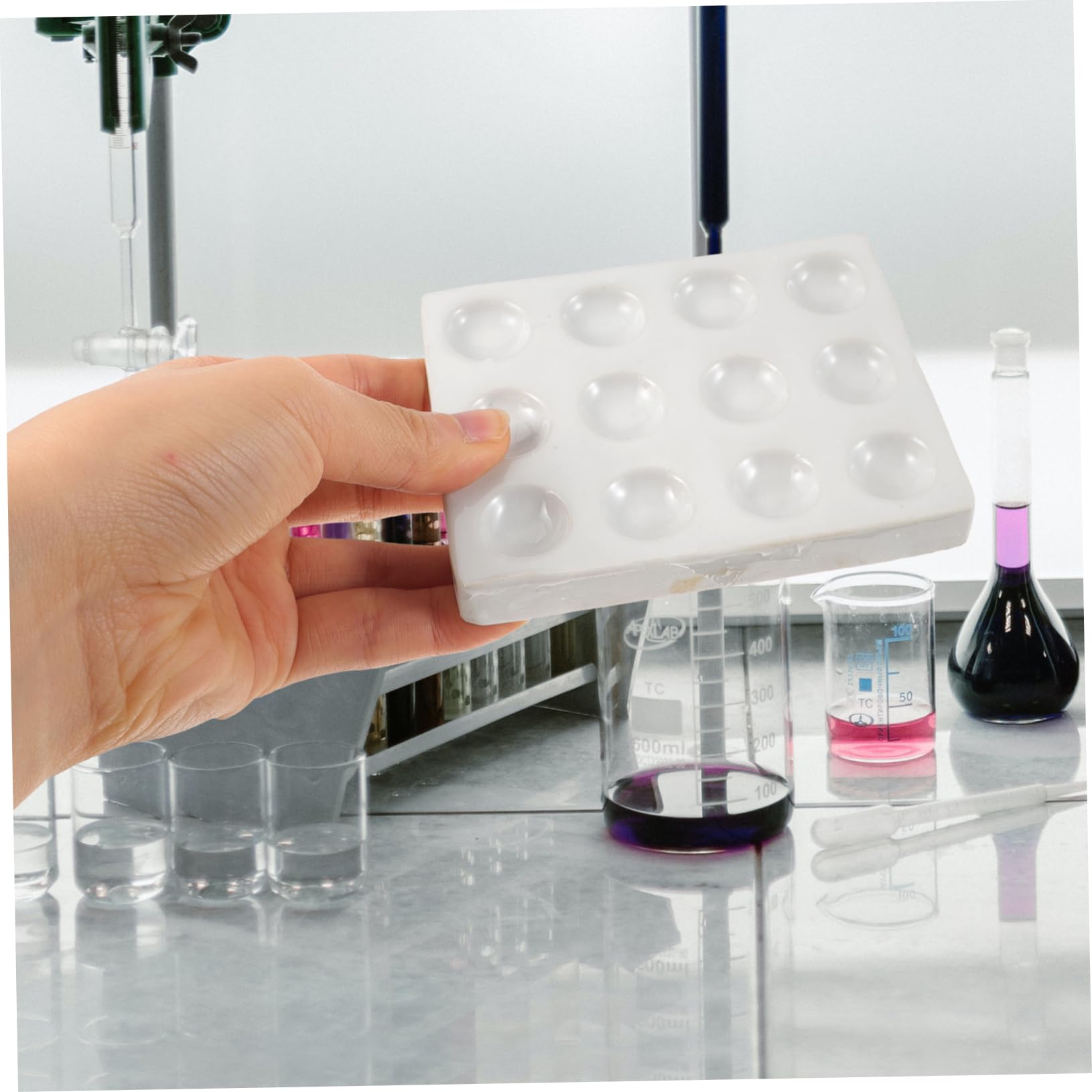 Alipis Plaque de Réaction Facile à Utiliser Lot de 2 Pièces 12 Trous en Céramique Blanche pour Expériences Scientifiques Précises pour Laboratoire de Chimie
