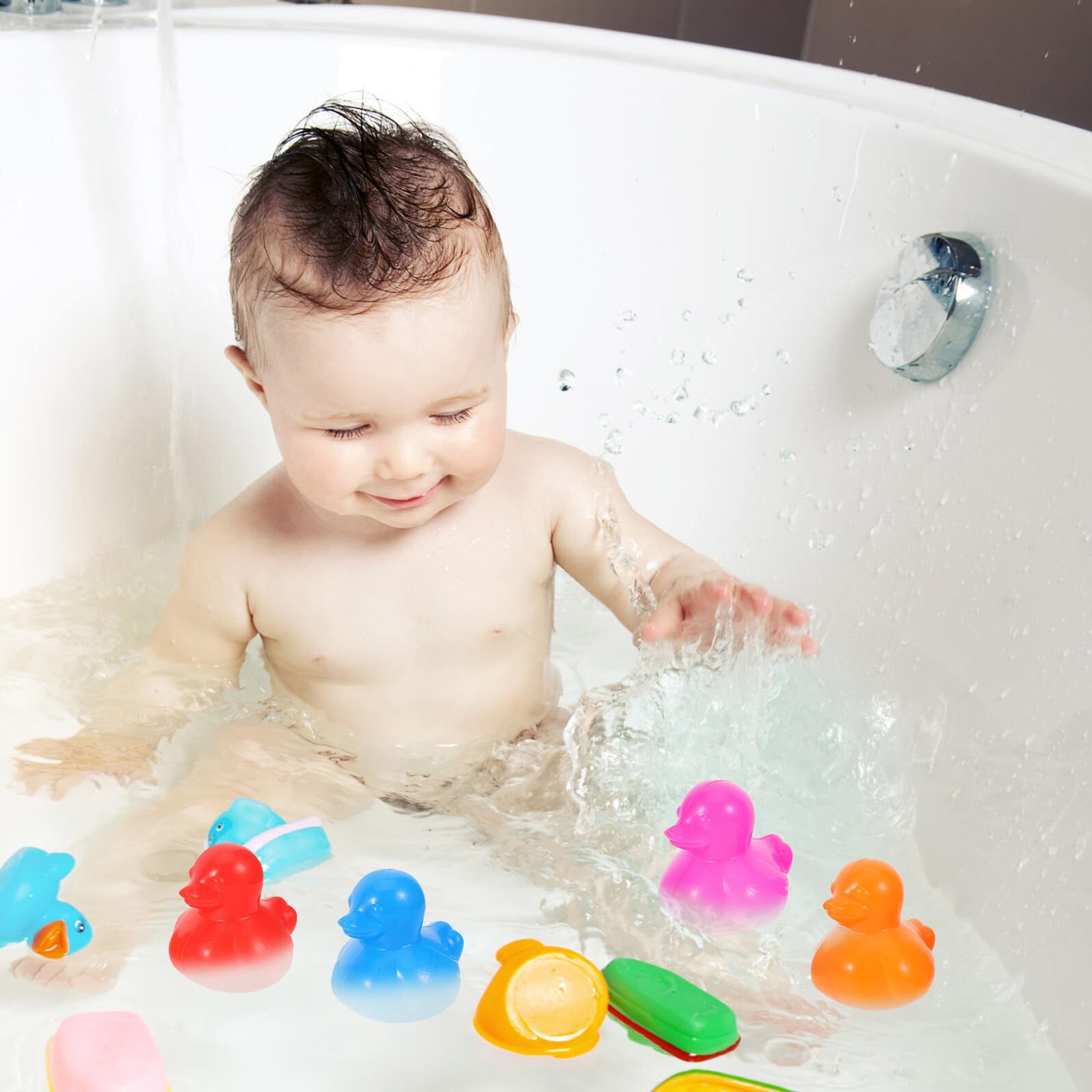 70 Stück Duschspielzeug aus Leichtem Kunststoff mit Entenform für Indoor Bällebad und Poolspielzeug Schwimmend für Kleinkinder und Kinder