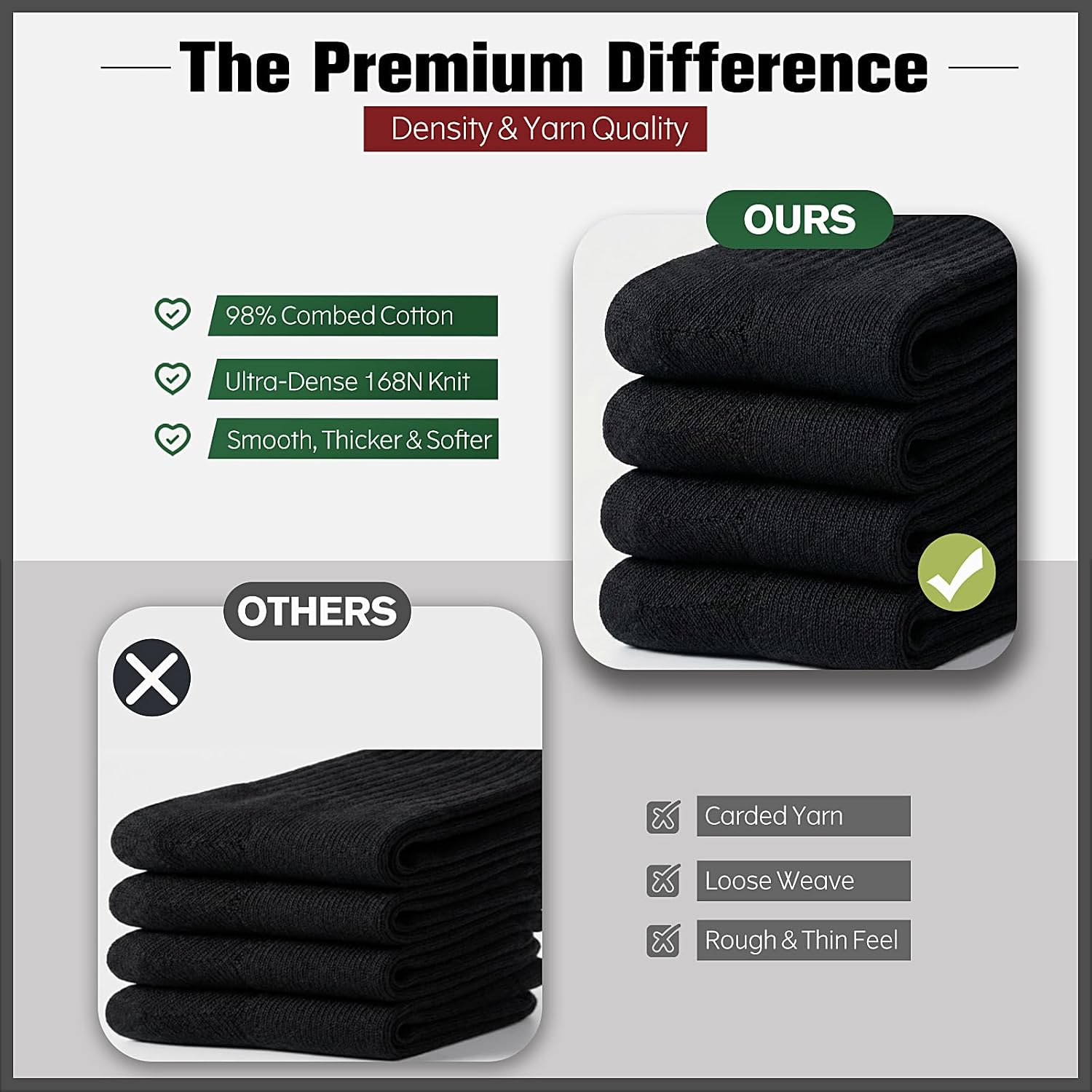 Brula Mens 98% Cotton Cushioned Crew socks, Moisture-wicking Breathable Soft Athletic Performance Boot Socks