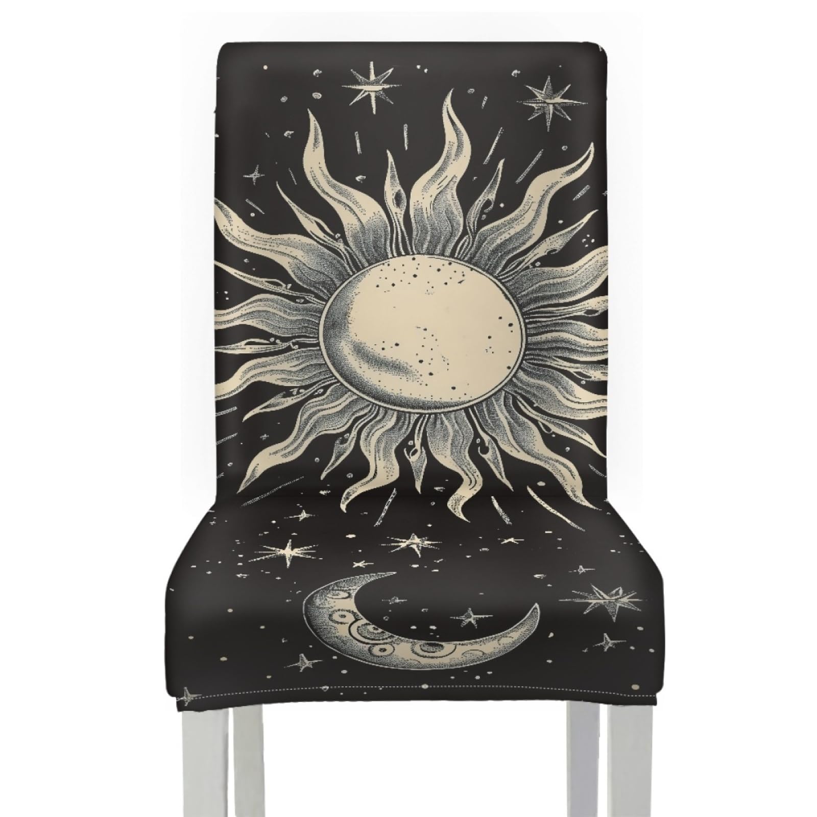 Coprisedie con Schienale 6 Pezzi Luna Beige Stella Copri Sedia da Cucina
