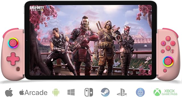 arVin Mobile Gaming Controller for iPad/Tablet[Within 5-10"] Phone Game Controller for iPhone/Android with RGB Hall Effect Joystick/Turbo/6-Axis Gyro/Vibration/Support Streaming on Xbox/PS4/PC Console