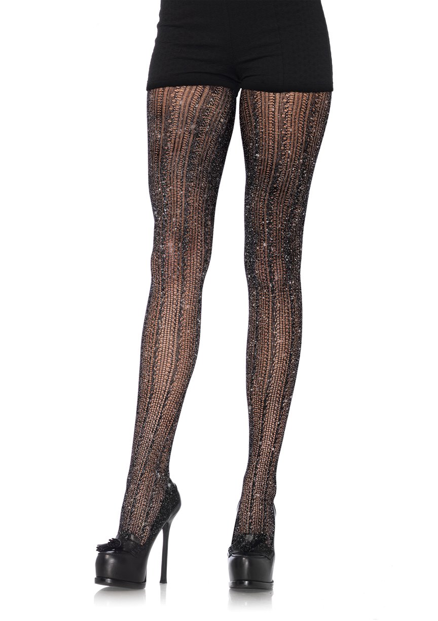 Leg Avenue Crocheted lurex pantyhose, Rose Gold, One Size