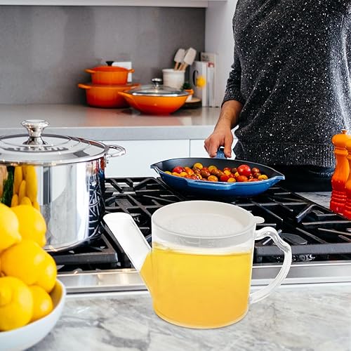 Miniatura 8 de Hemoton Olla de aceite Dispensador de aceite Contenedor de almacenamiento de aceite Separador de grasa Separador de aceite con colador Separador de