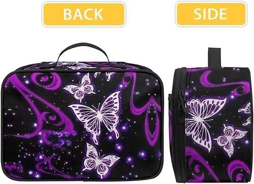 Miniatura 3 de doginthehole Lonchera de mariposa morada para niñas y mujeres, reutilizable, hielera, bolsa de almuerzo aislada, contenedor de preparación de