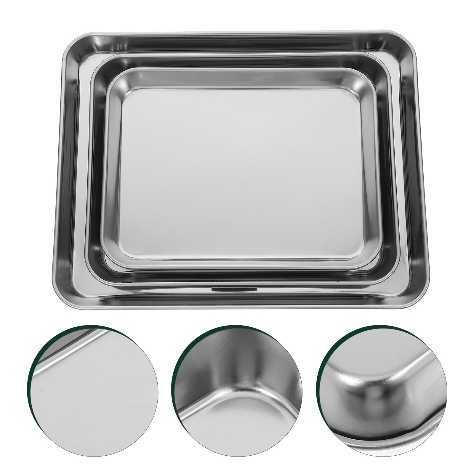 Adorainbow Lot de 3 Plaques à Pâtisserie Rectangulaires en Acier Inoxydable 430, Antiadhésives et Faciles à Nettoyer, pour Repas en Plein Air et Fête Gourmande