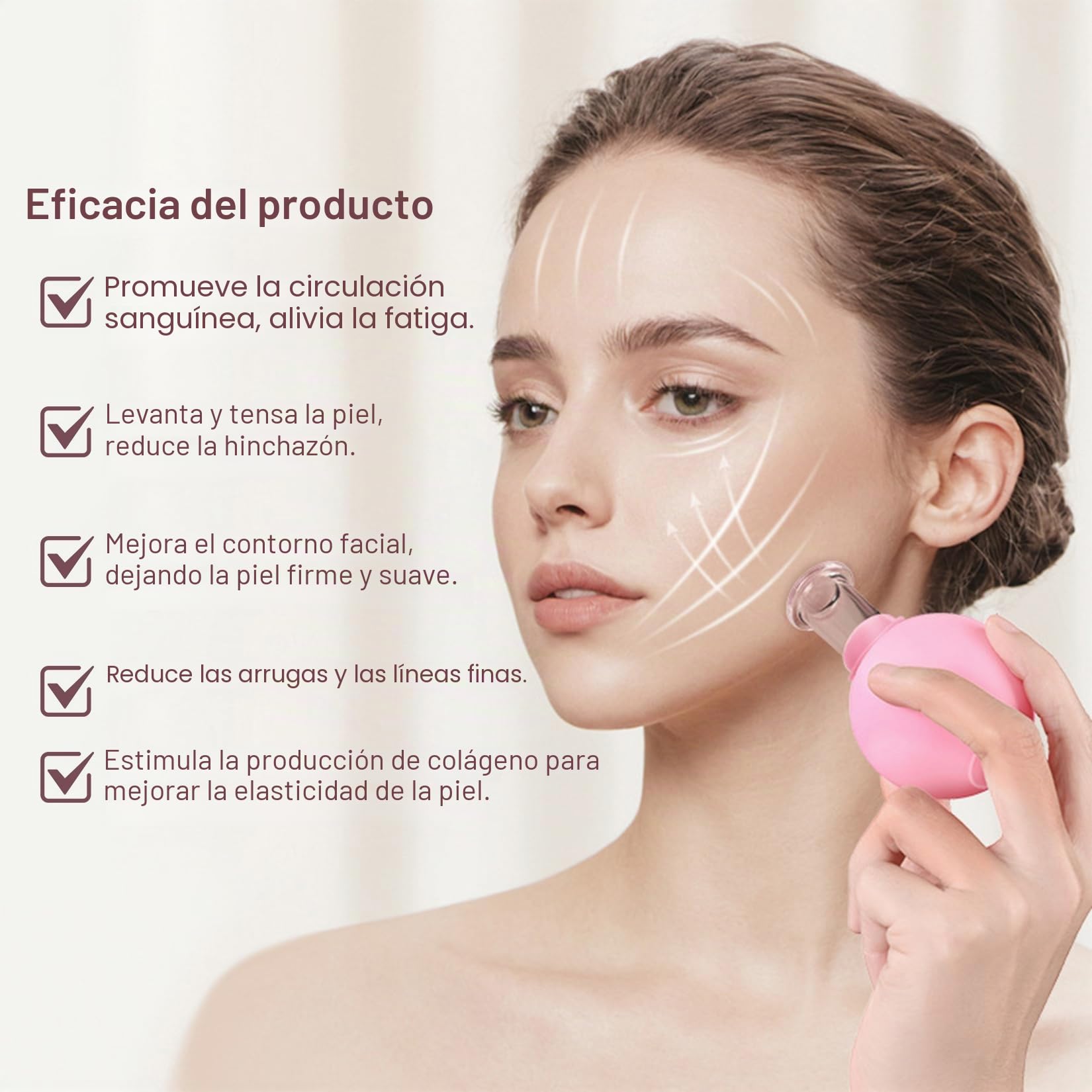 4 piezas de ventosas fisioterapia Con ventosa celulitis de silicona Set de ventosas faciales Contra las arrugas tensiones y alivio del dolor(Rosa)