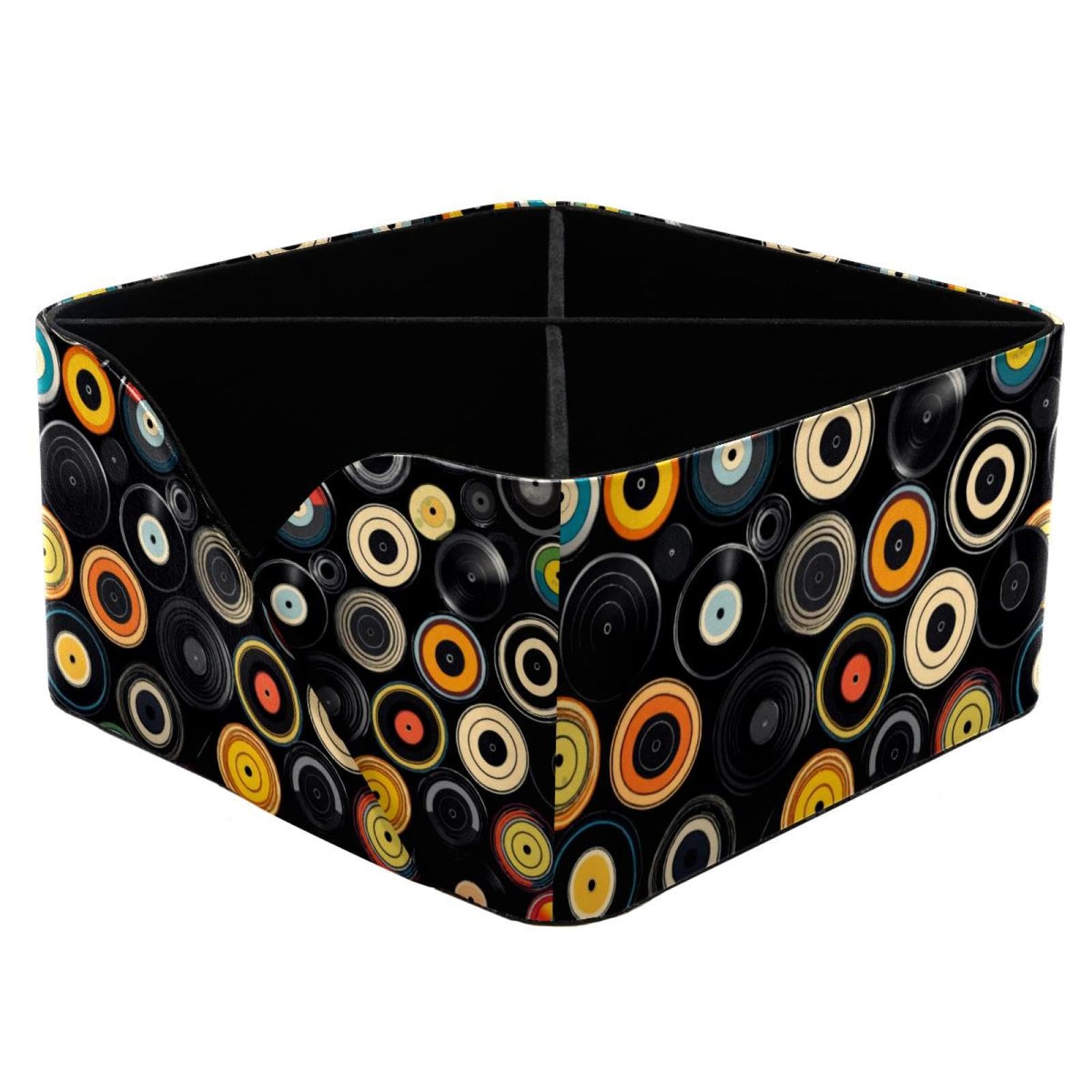 Boîte de rangement rectangulaire disques noirs pour organiser le bureau des enfants et femmes