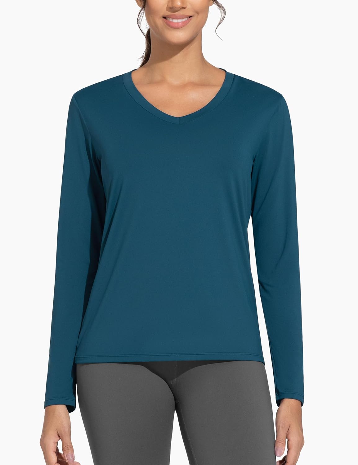 THE GYM PEOPLE Women's Long Sleeve Workout Shirts V-Neck Lightweight Basic Athletic Tops - Image 4