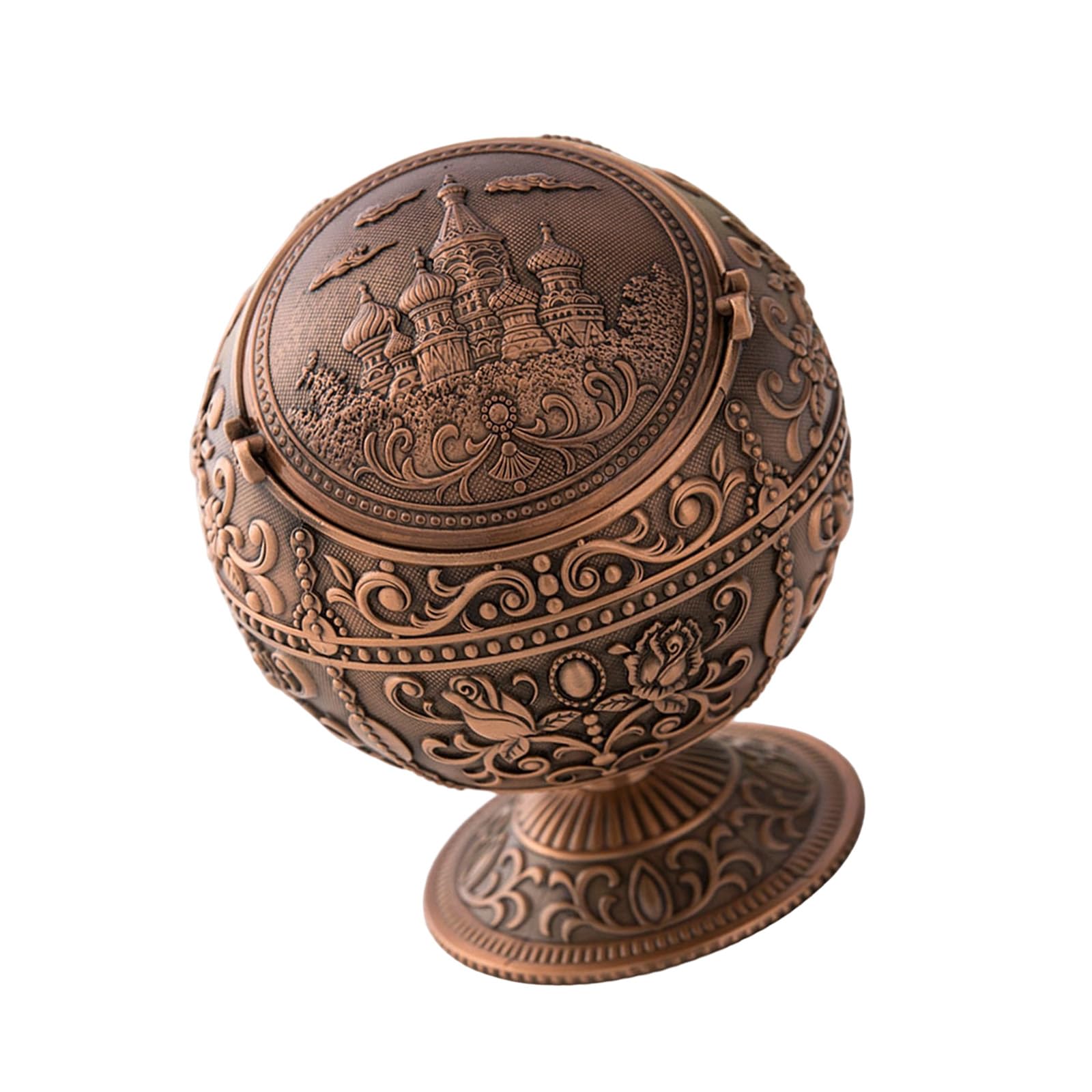 PIEXANGH Windproof Ashtray with Lid Earth Ashtray Simple Cleaning Process Home Decoration Metal with Lid