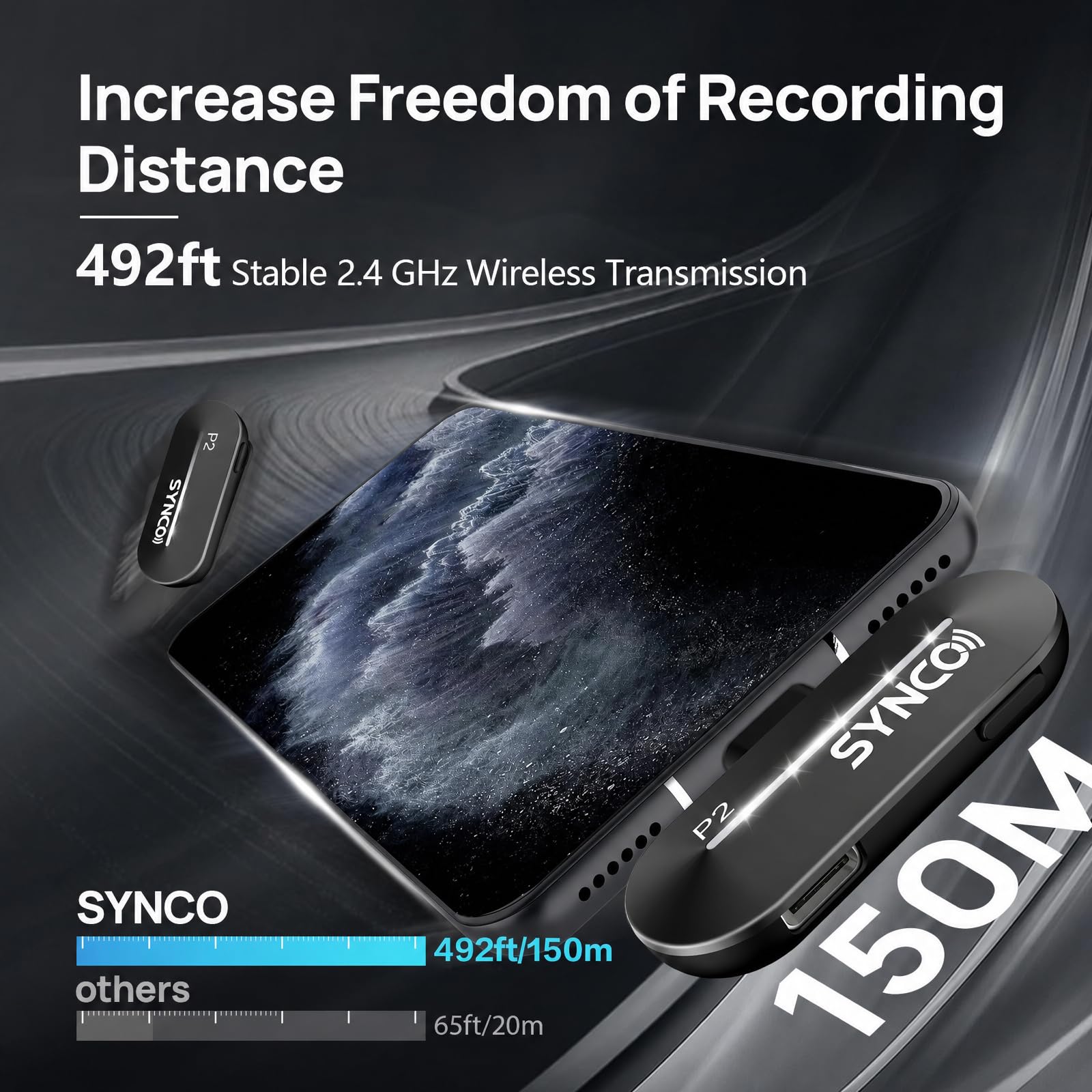 SYNCO Bezprzewodowy mikrofon krawatowy typu C, USB-C P2XT, profesjonalny mikrofon klapowy do Tiktok, YouTube, strumieniowania, nagrywania wideo vloga, bezprzewodowego mikrofonu do telefonu Andriod
