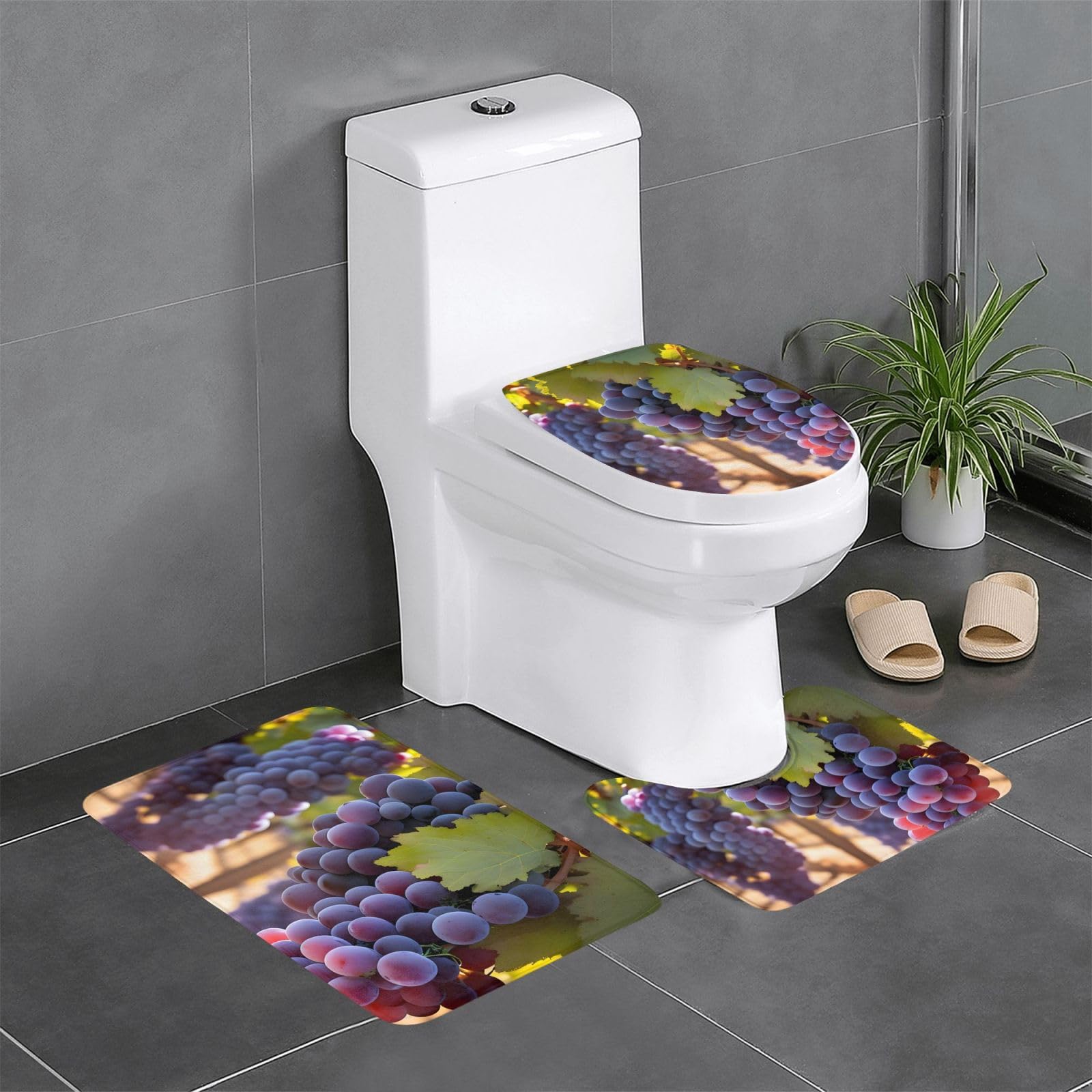 Tapis de salle de bain antidérapants lot de 3 tapis contour ovale rectangulaire