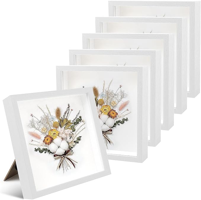 6 Pieces Shadow Box Picture Frame Square Shadow Boxes Display Cases for ...