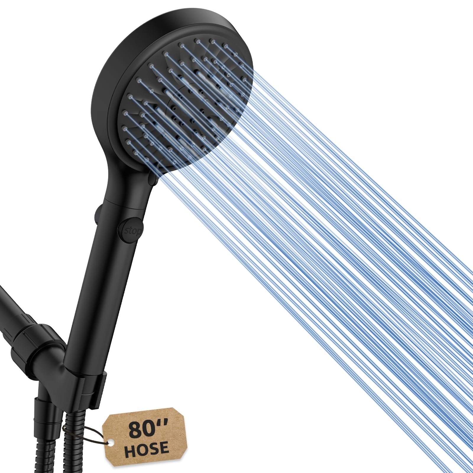 Photo 1 of FASDUNT Shower Head with Handheld, High Pressure Showerhead with Hose Black