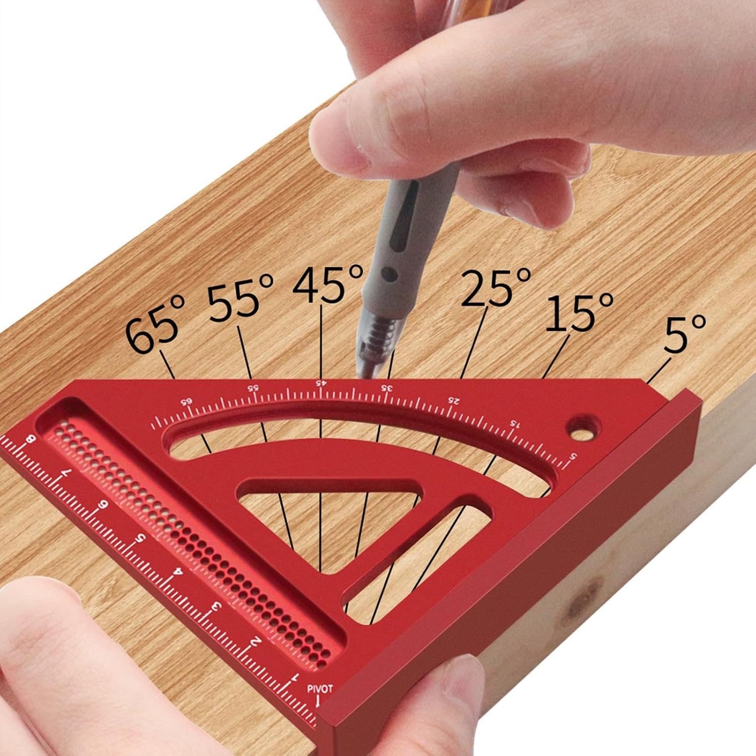 Multi Angle Measuring Ruler,5-65 Degree Multiangle Square - Aluminum Alloy Woodworking Square Protractor, Carpenter's Scribing Tool for Engineer Carpenter