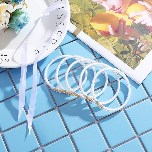 Miniatura 5 de MJartoria - Juego de pulseras de gelatina con purpurina Pulseras de silicona con relleno de gelatina y purpurina para mujeres