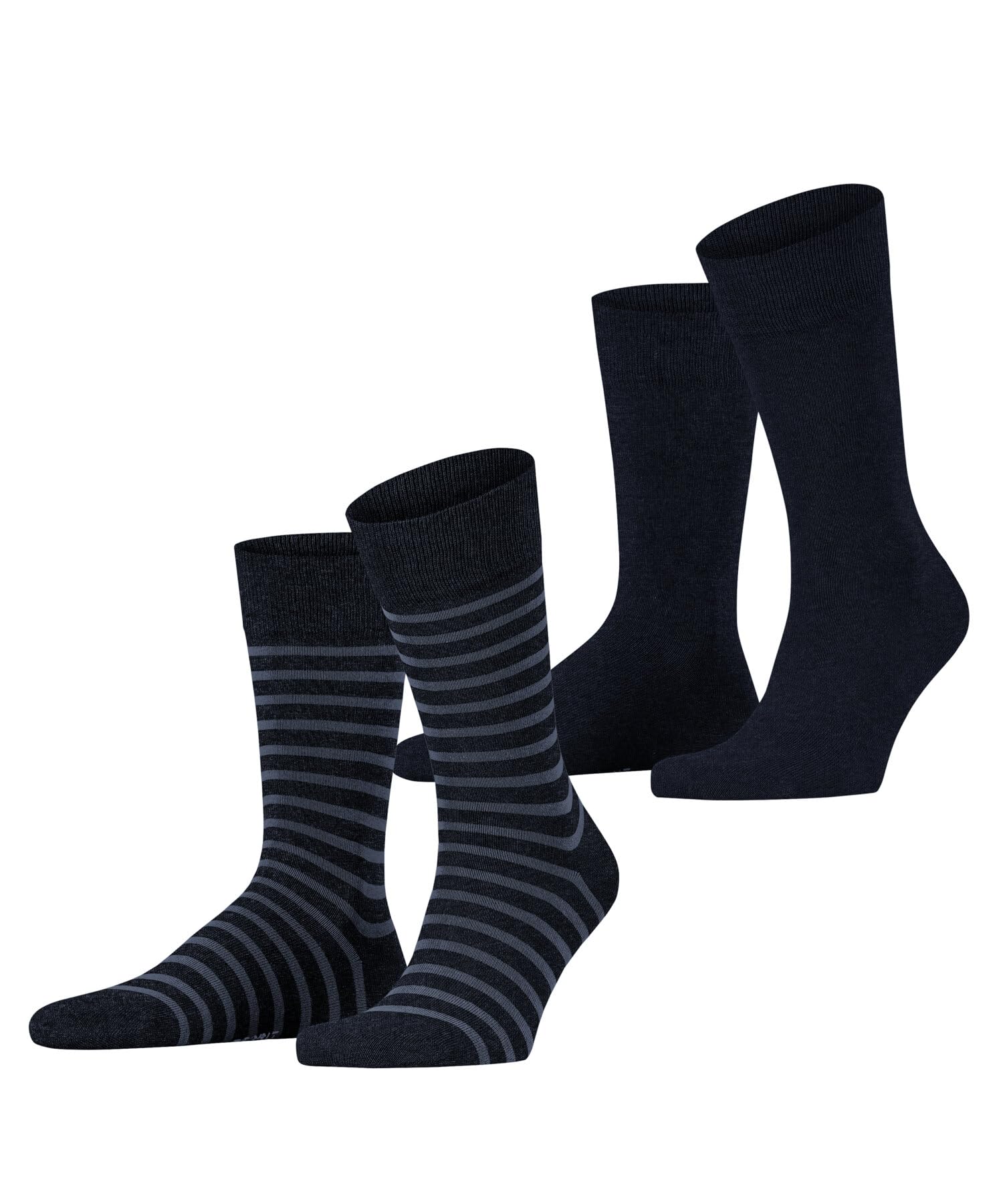 Esprit Men's Blue Marine 6120 Fine Stripe Multipack M So Cotton Patterned 2 Pairs Socks, 8.5-11