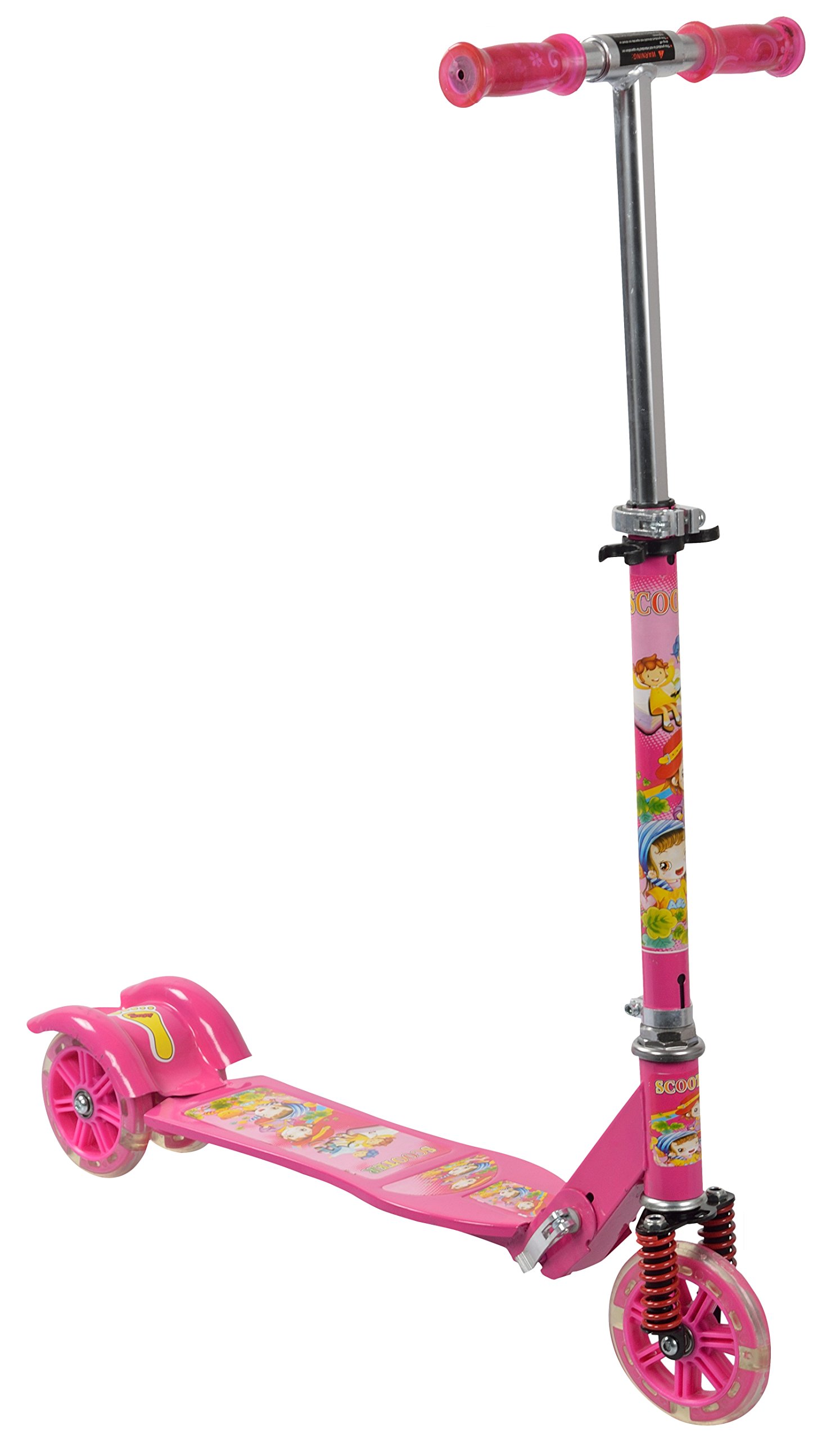 IRIS Kids 3 Wheeler Foldable Height Adjustable Scooter with Break (Dark Pink) 3