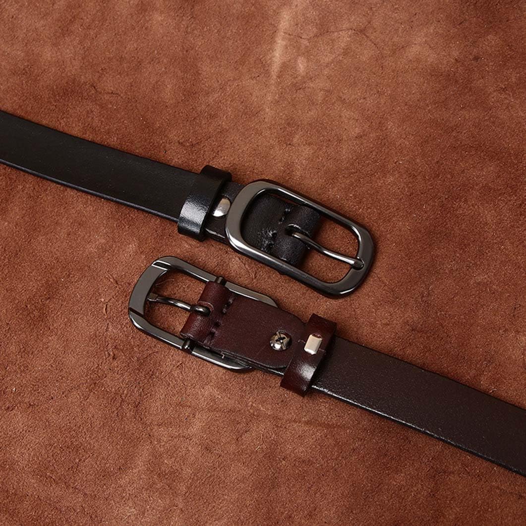 Générique Femmes Ceinture Fine Cuir De Vachette Véritable pour Pantalon Habillé 2,3cm De Large Mince Sangle De Taille avec Boucle à Ardillon Robuste(115cm/45, Black)