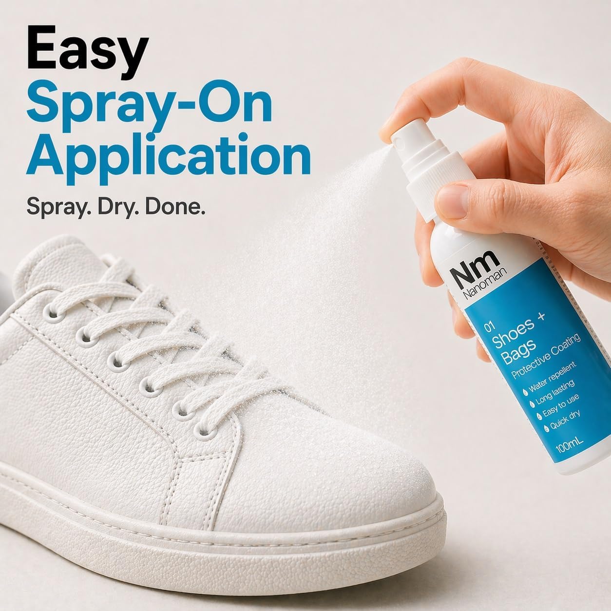 Nanoman Shoe Protector Spray 100mL – Waterproof & Stain Repellent for Shoes, Sneakers, Suede & Leather – Quick Spray-On Protection – Also Suitable for Bags, Hats & Small Fabric Items