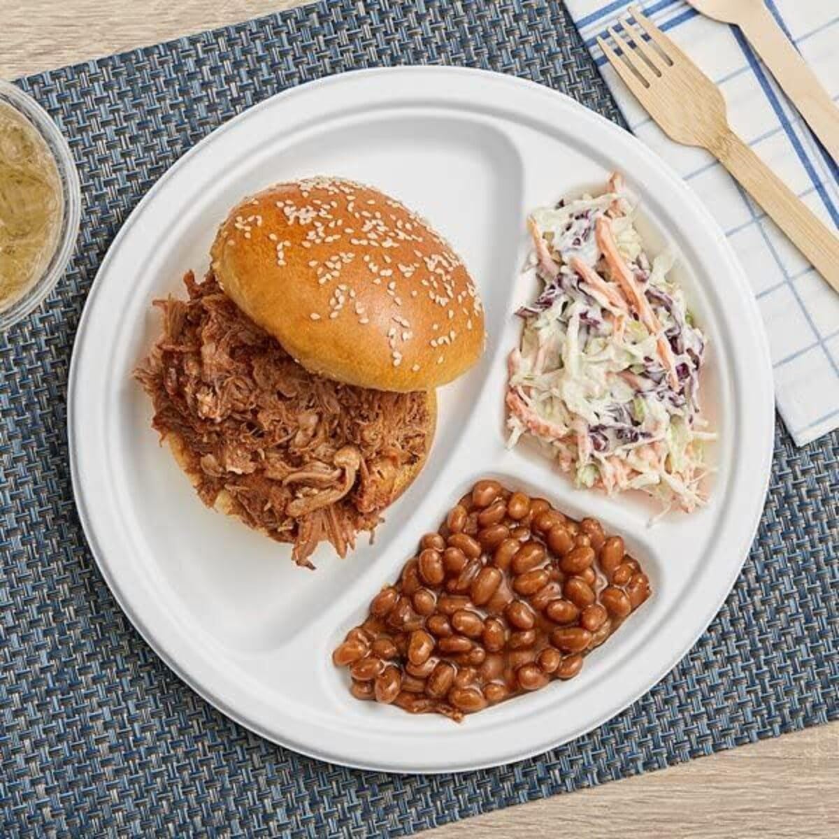 HOT BARGAINS 100 X 3 Compartment Plates Disposable 100% Compostable Heavy Duty Eco Friendly Plates Size 10"(254mm) Manufacture Sealed