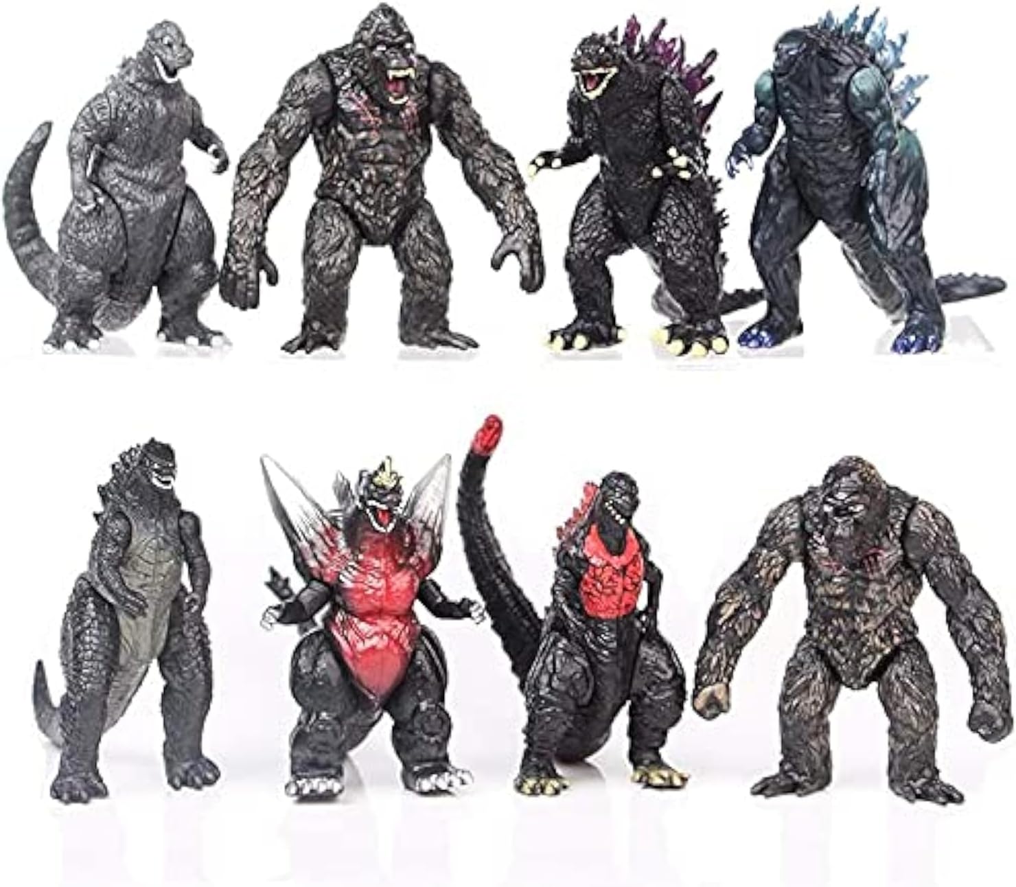Set of 8 Action Figures King of The Monsters Dragon VS Kong Mini Dinosaur Orangutan Playsets