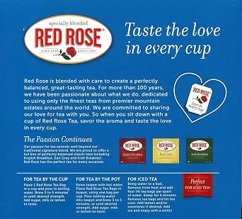 Red Rose 00319 Original Full Flavored Black Tea Bags (Pack of 12), 100-Count; Every Perfectly Balanced, Great-Tasting Cup Of Our Classic Blend Demonstrates Our Passion for a Superior Tea Experience