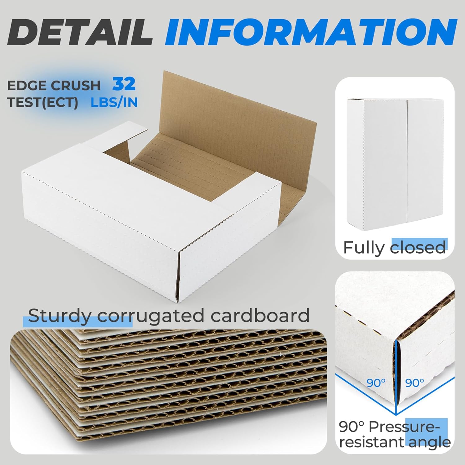 Golden State Art, 25 Pack 11x8.5x3 inch Easy-Fold Corrugated Mailer, Comic Book Box, Letter-Size Height Adjustable Shipping Boxes for Document and Photo Mailing, White