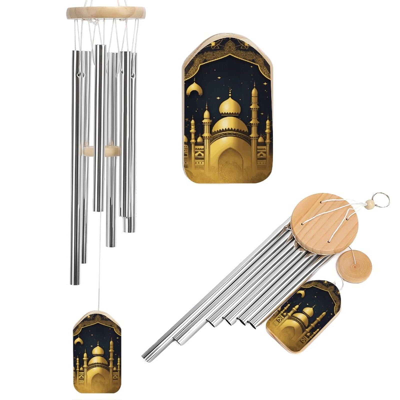 Carillon éolien mosquée dorée pour décoration intérieur et jardin
