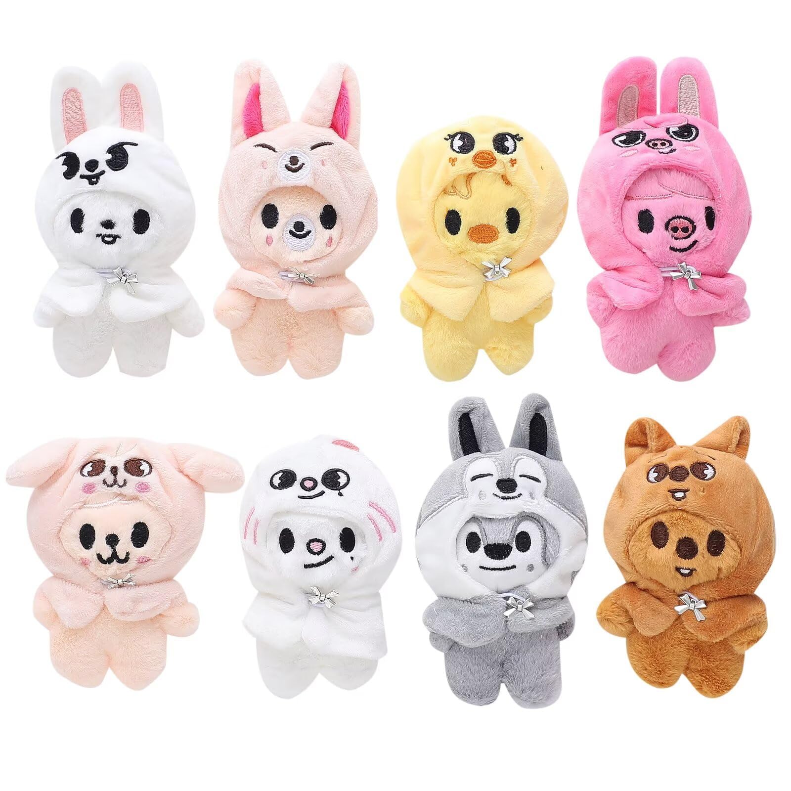 Stays Fans pluszowe figurki, 10 cm SKZ pluszowy brelok 3. dla fanów spotkań lalek z odpinanym płaszczem ubrania (8 szt.)