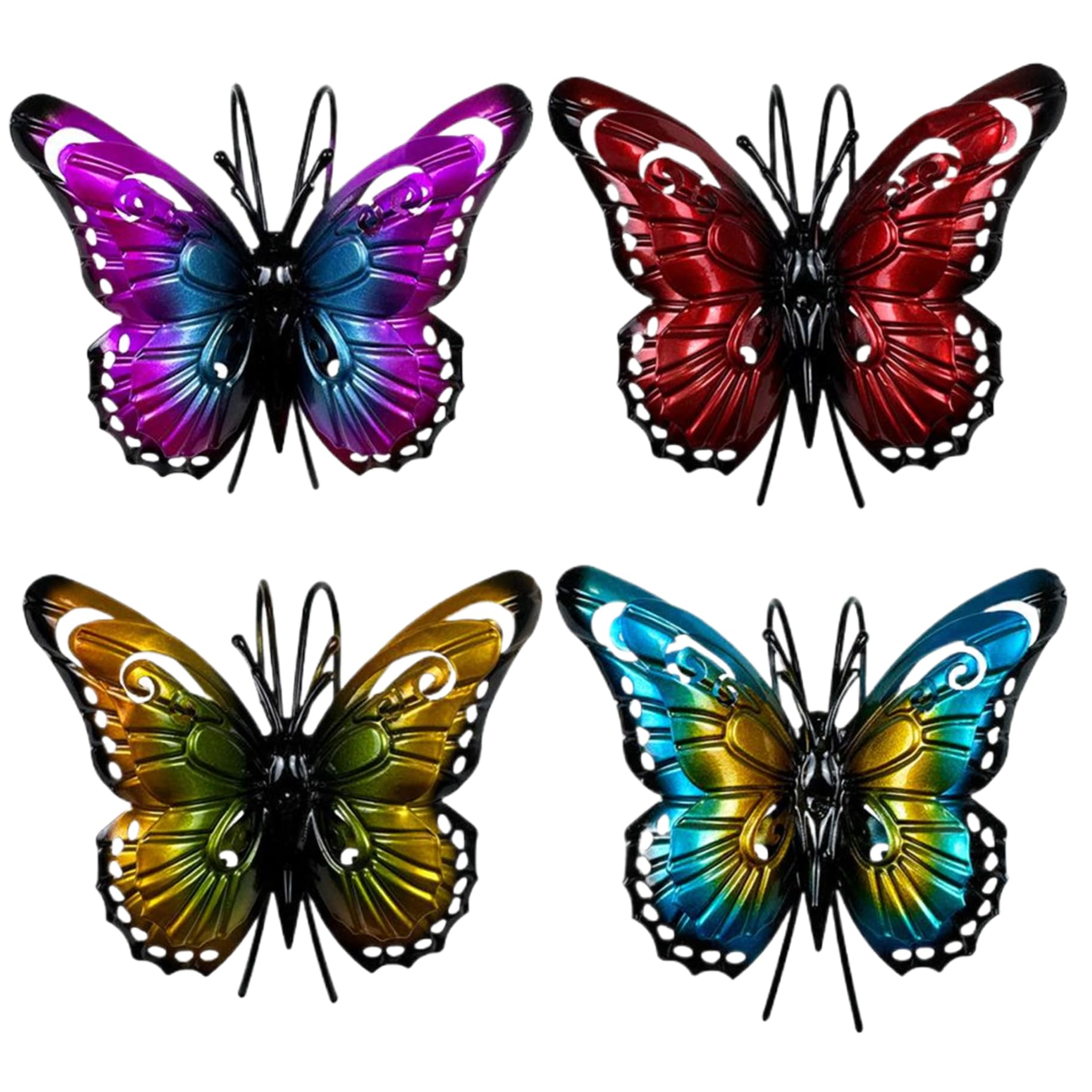 Wxyestna Flower Pot Hugger, 4PCS Colorful Butterfly Pot Huggers for Planter Hanging Flower Decor for Outdoor Garden Yard Fence