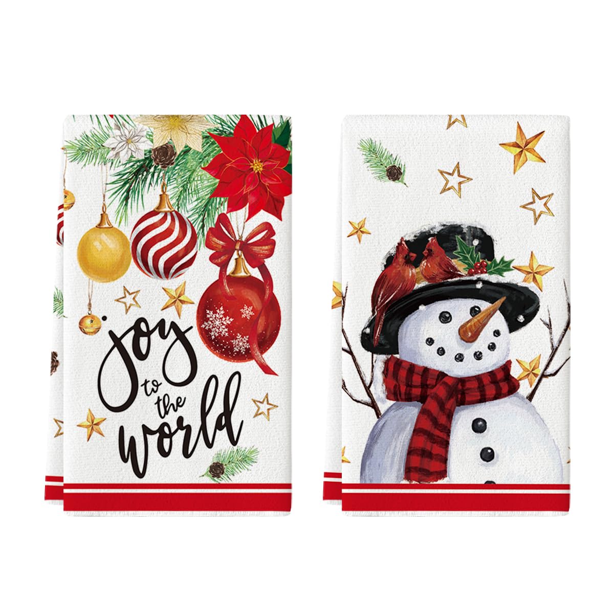 Artoid Mode Muñeco de nieve bolas de Navidad, paños de cocina, paños de cocina, 42 x 65 cm, decoración de invierno, juego de 2 unidades