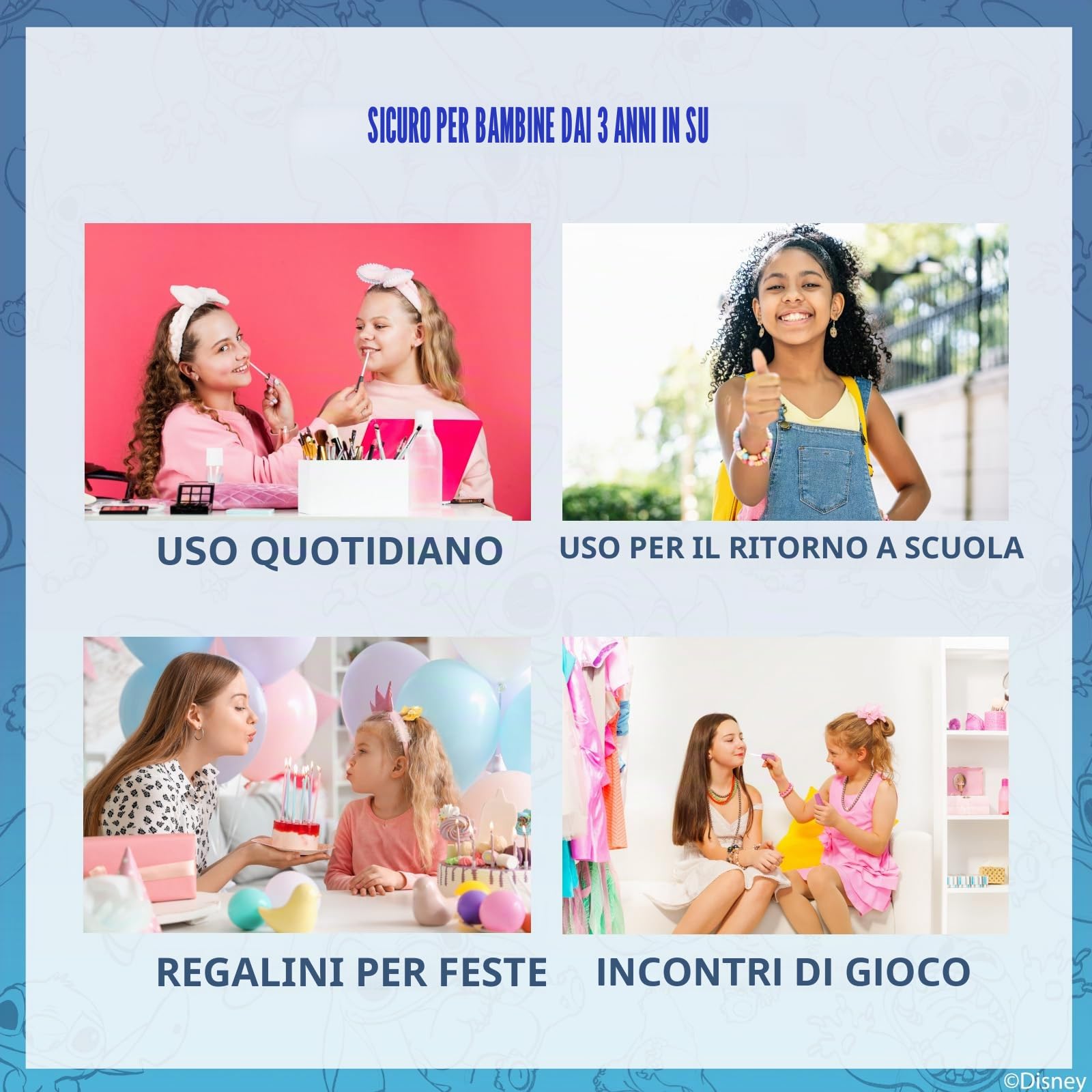 Stitch Set Trucco Bambine Gloss e Smalto con Beauty Case