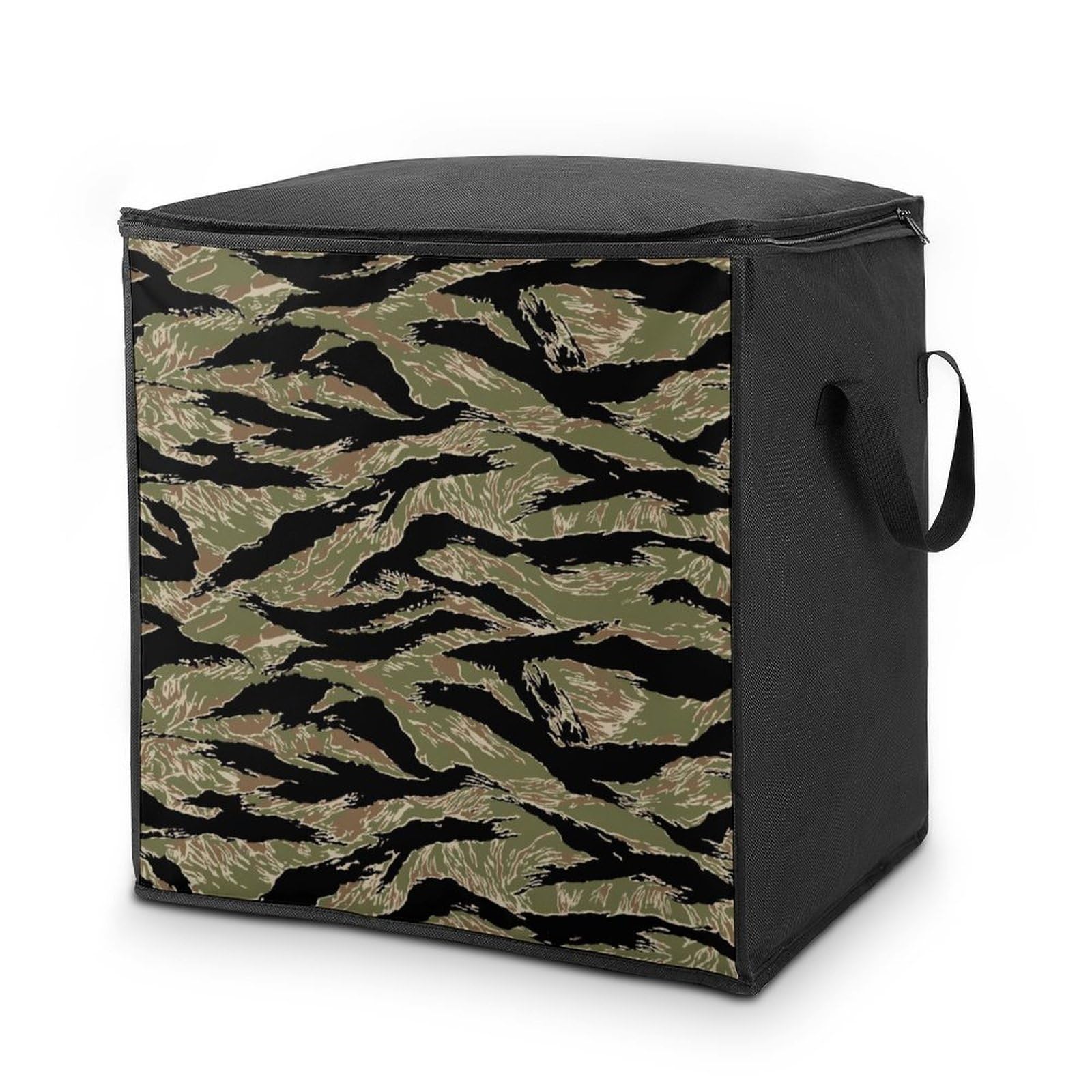 Lyfthologen 70L Storage Bags, Tiger Stripe Camo Storage Box with Lid Zipper And Handles, Clothes Bags for Quilt, Blankets, Bedding