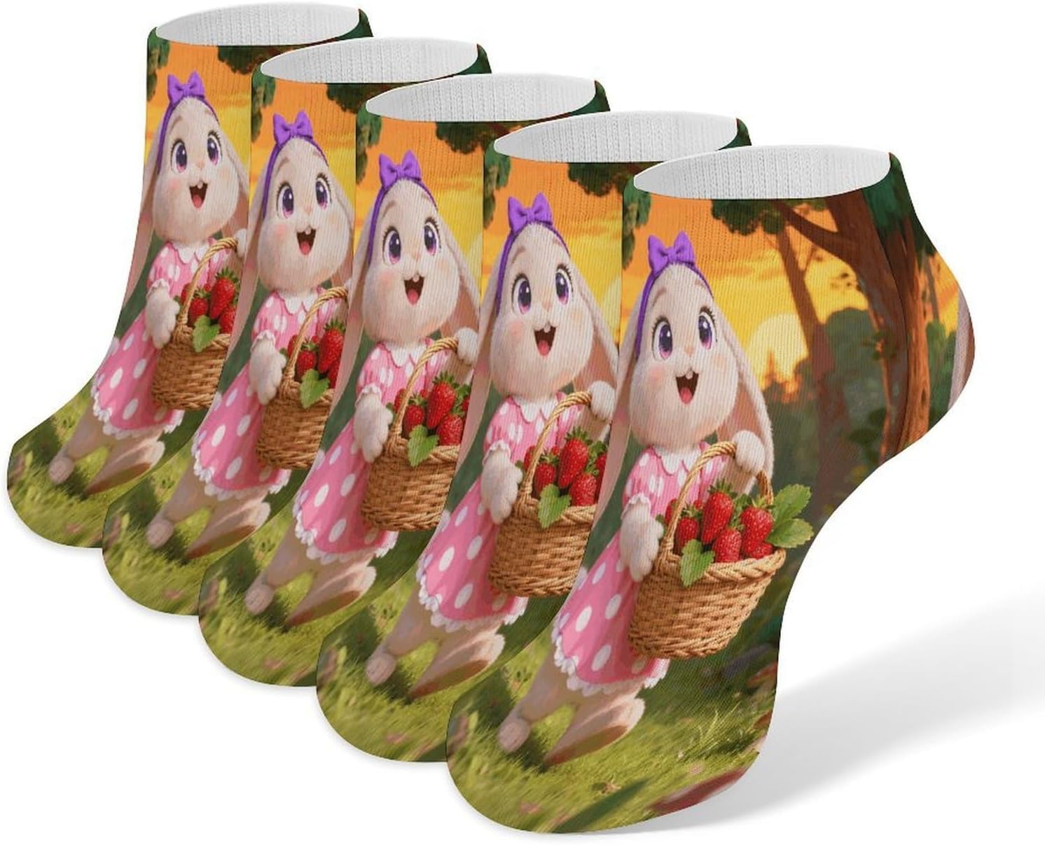 Petunia Crew Sock for Men Women Funny Novelty Socks Athletic Ankle Socks Comfort Soft Low Cut Tab Sock 5 Pairs