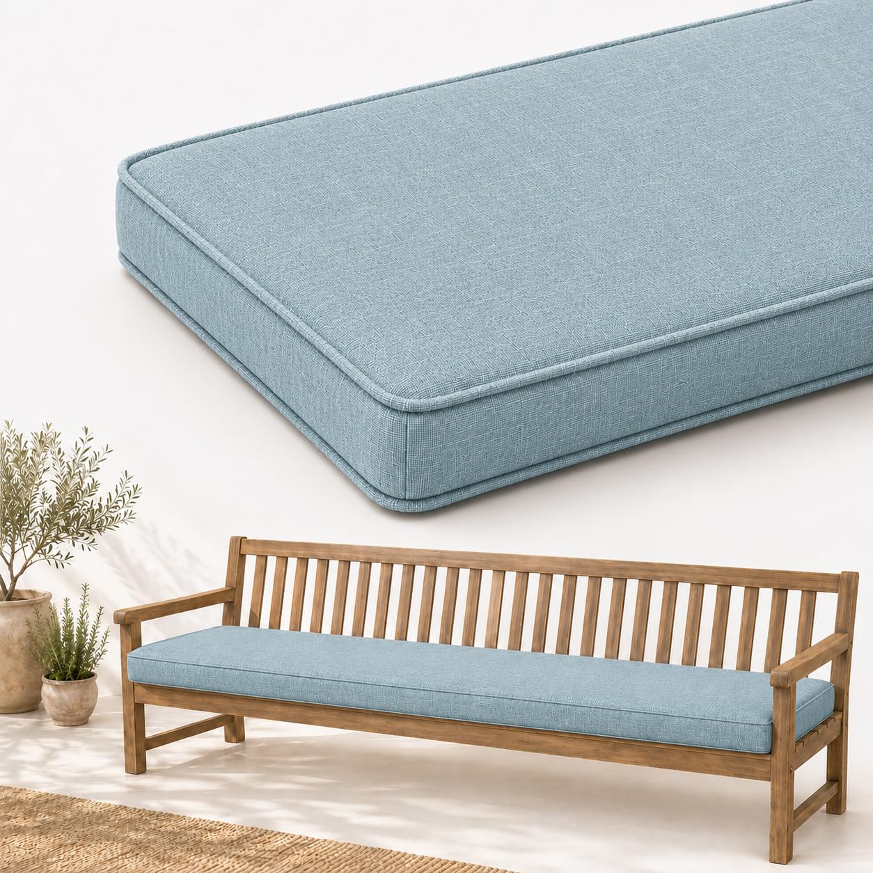 AZMAHT Linen Bench Cushion Indoor - Comfort Seat Pad for Dining Bench Window