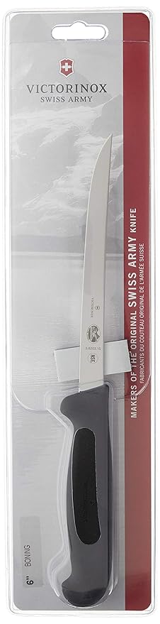Victorinox Fibrox Pro 6-inch Boning Knife with Semi-Flexible Blade, Black