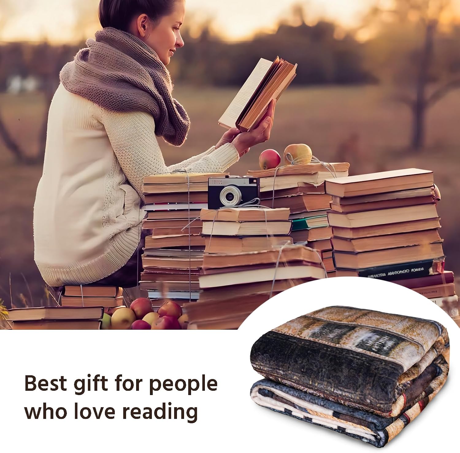Reading Blanket 50"x60" for Book Lovers - Ideal Gift for Women, Librarians, Bookworms - Bookish Accessories