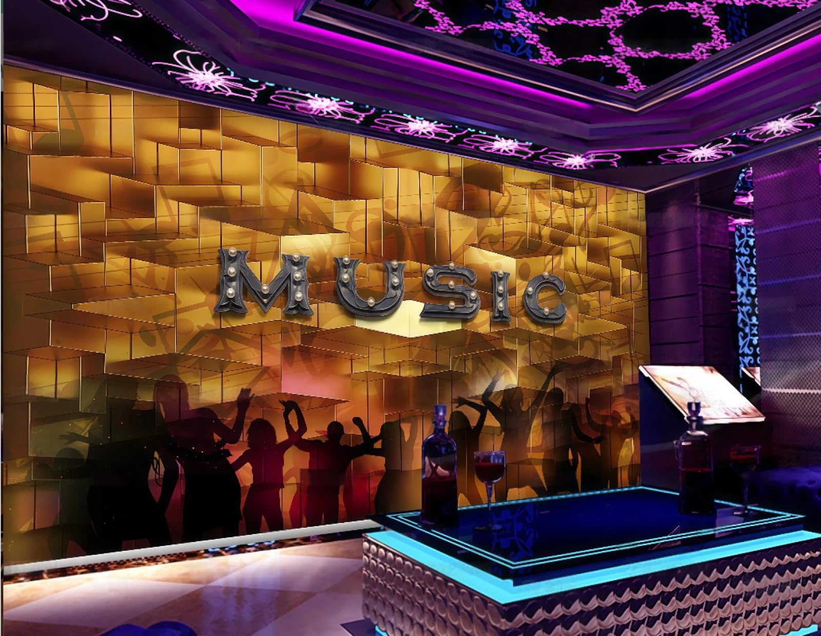 rskjdghshd Wallpaper Fashion Brick Music Dance Theme Nightclub Bar Western Restaurant Background Wall Mural Afternoon Tea Coffee Shop Wallpaper,3D,300x210cm