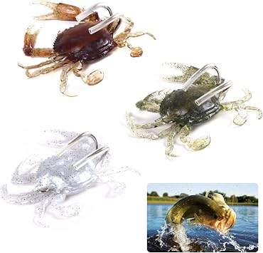 3 PCS Crab Lure, Soft Saltwater Artificial Lure, Simulation Crab Bait with Double Sharp Hooks for Sea Fishing