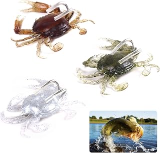 3 PCS Crab Lure, Soft Saltwater Artificial Lure, Simulation Crab Bait with Double Sharp Hooks for Sea Fishing