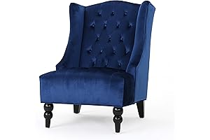Christopher Knight Home Toddman High-Back Velvet Club Chair in Rich, Sophisticated Navy Blue