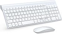 Vista 1 de Topmate, mouse USB inalámbrico ultradelgado portátil y teclado inalámbrico (Negro/ blanco), Blanco