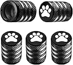 Tire Valve Stem Caps Cover - (5 Pack) Tire Air Caps Metal with Plastic Liner Corrosion Resistant Leak-Proof Dog Paw Print for Car Truck Motorcycle Bike Black