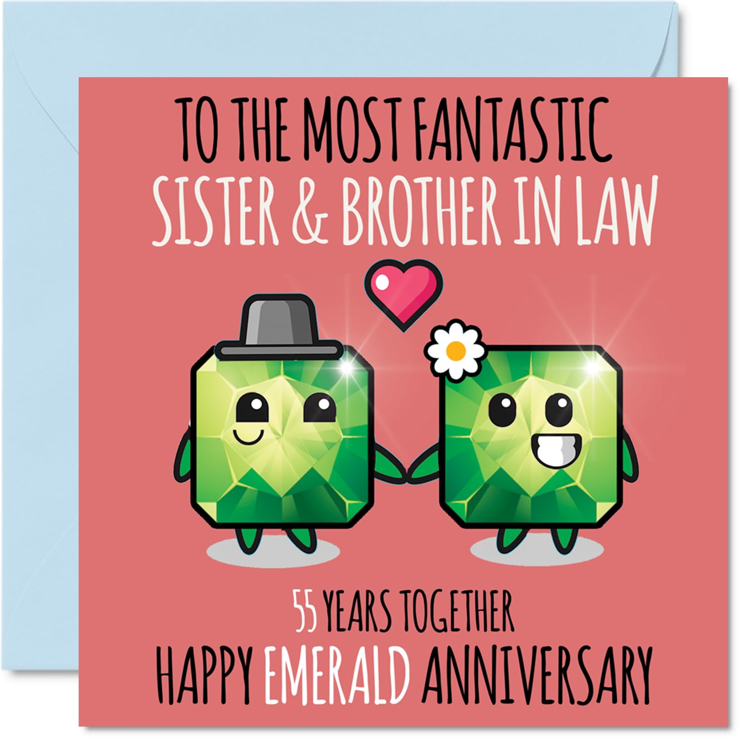Cute Emerald Anniversary Card for Sister & Brother In Law - 55 Years Together - Happy 55th Wedding Anniversary Cards for Brother In Law Sister, 145mm Greeting Cards Anniversaries